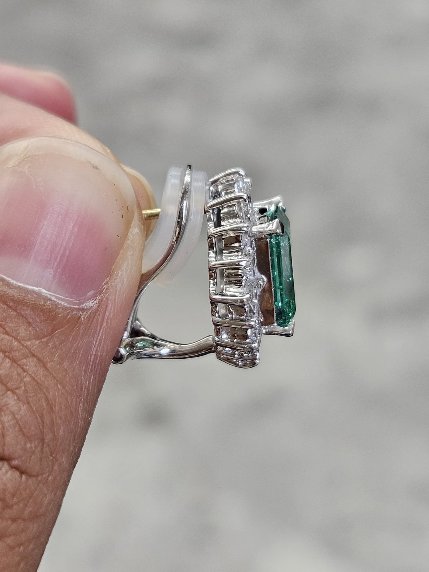 Green Emerald White Gold Earring