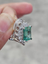 Green Emerald White Gold Earring