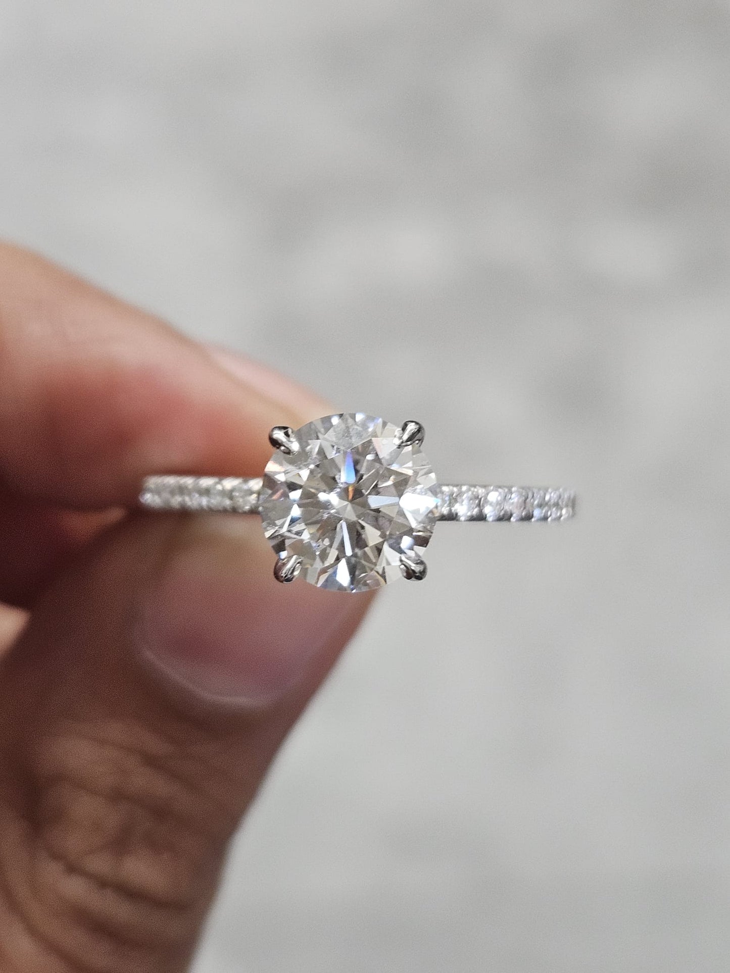 IGI 1.70ct Round White Gold Lab Diamond Ring