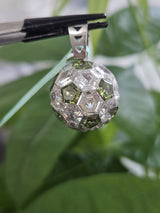 19.92ct White Gold Green & White Hexagon Lab Diamond Ball Pendant