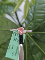 0.72ct White Gold Oval Pink Lab Diamond Ring