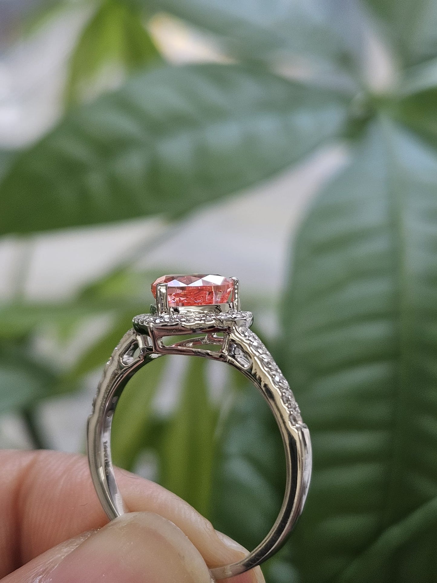 1.45ct White Gold Pink Heart Shape Lab Diamond Ring