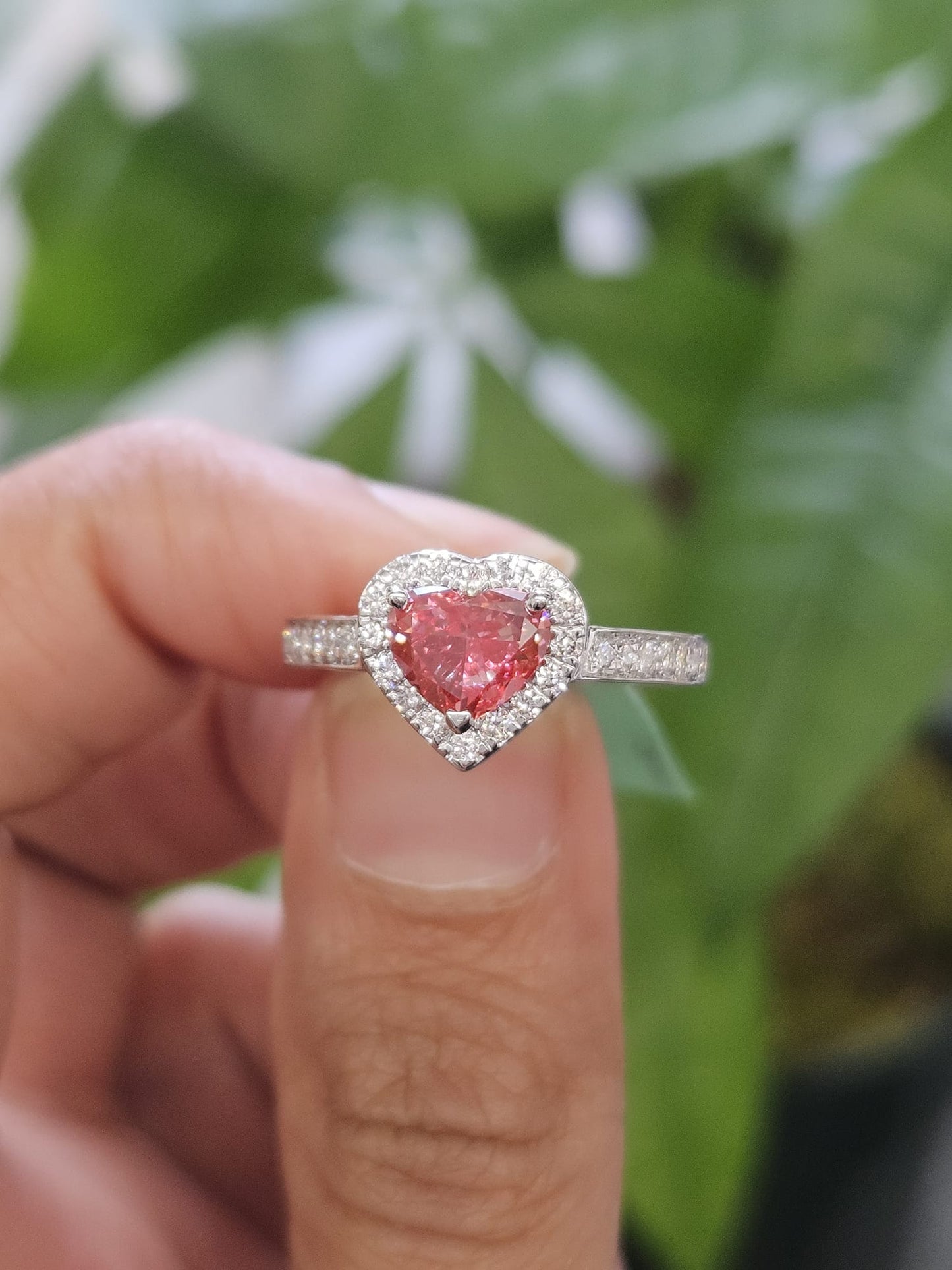 1.47ct White Gold Pink Heart Shape Lab Diamond Ring