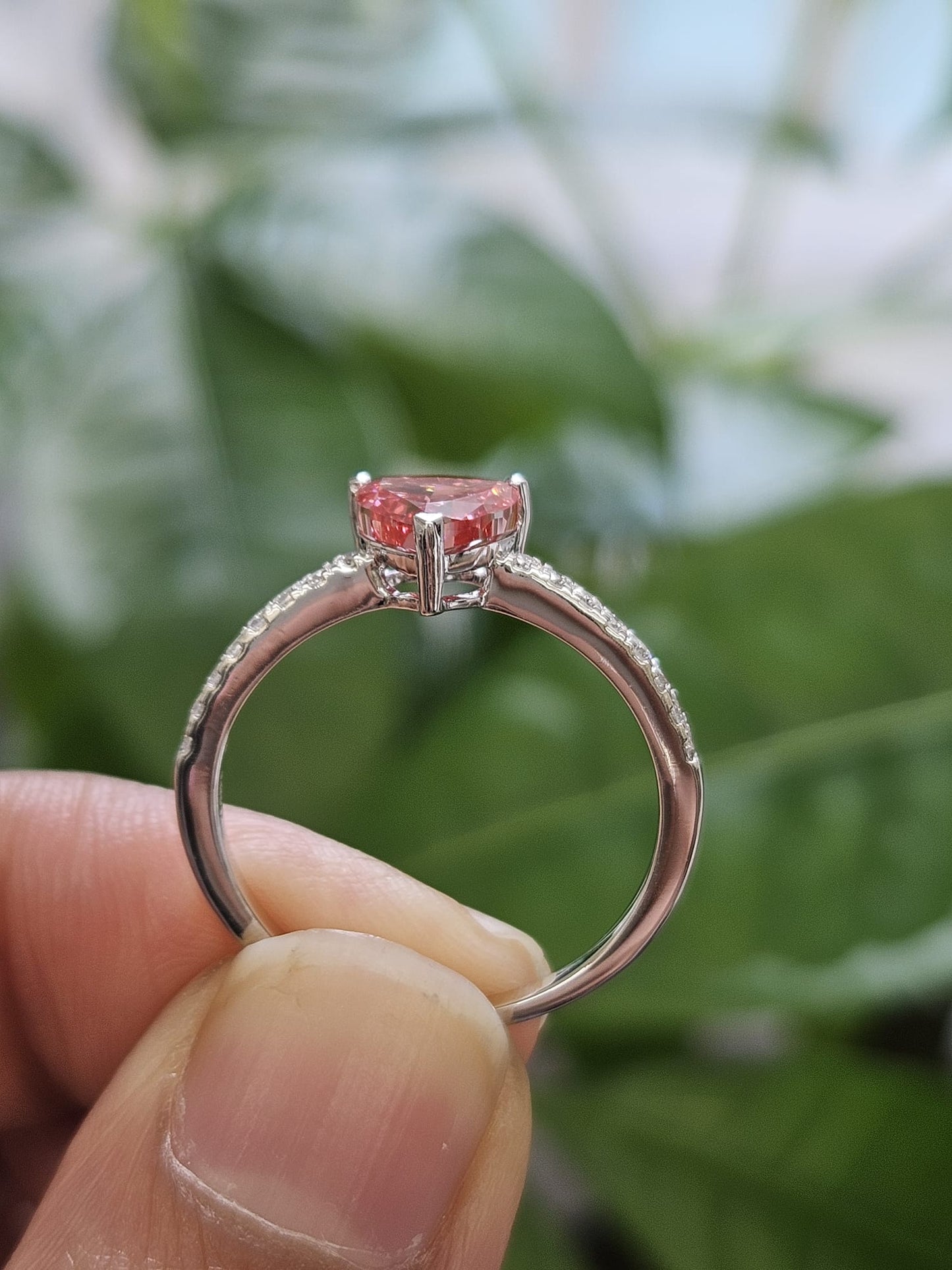 1.08ct White Gold Pink Heart Shape Lab Diamond Ring