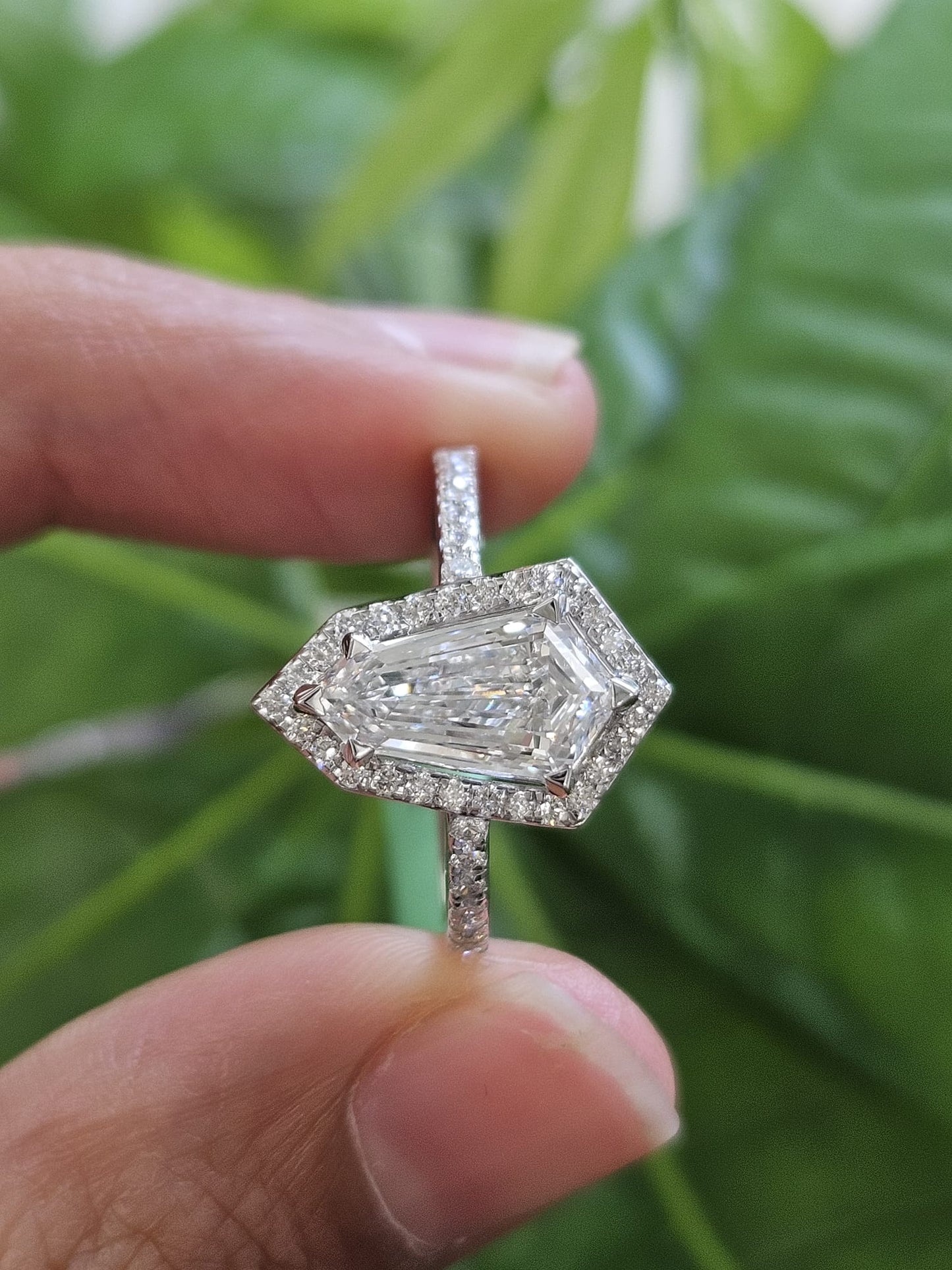 1.76ct White Gold Shield Shaped Lab Diamond Ring