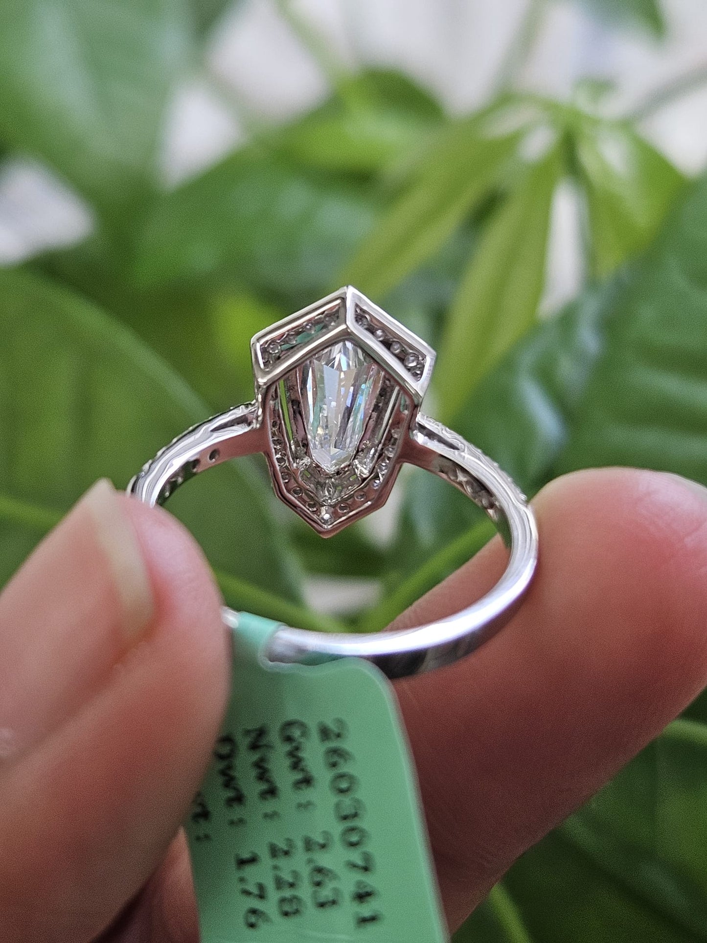 1.76ct White Gold Shield Shaped Lab Diamond Ring