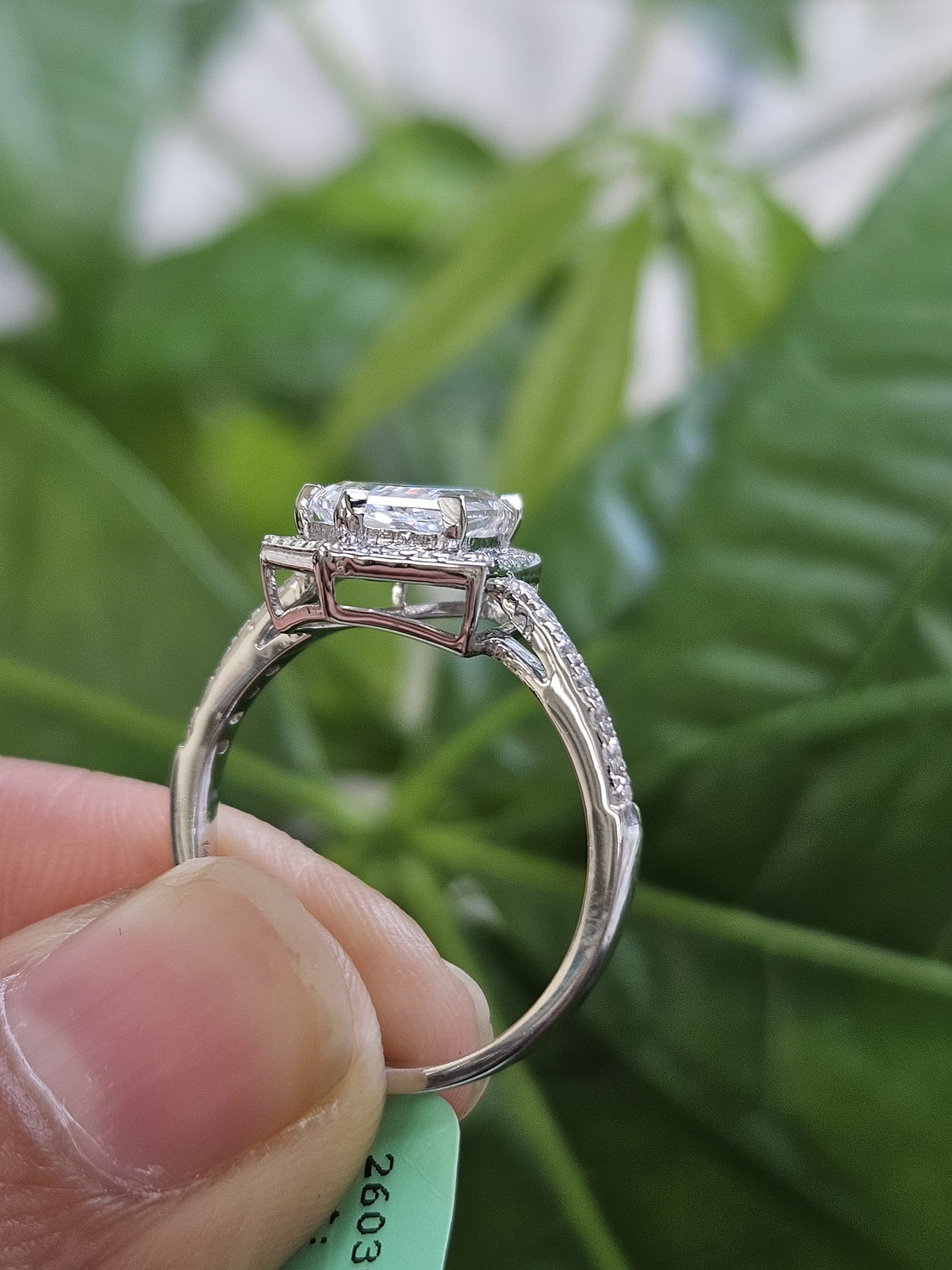 1.76ct White Gold Shield Shaped Lab Diamond Ring