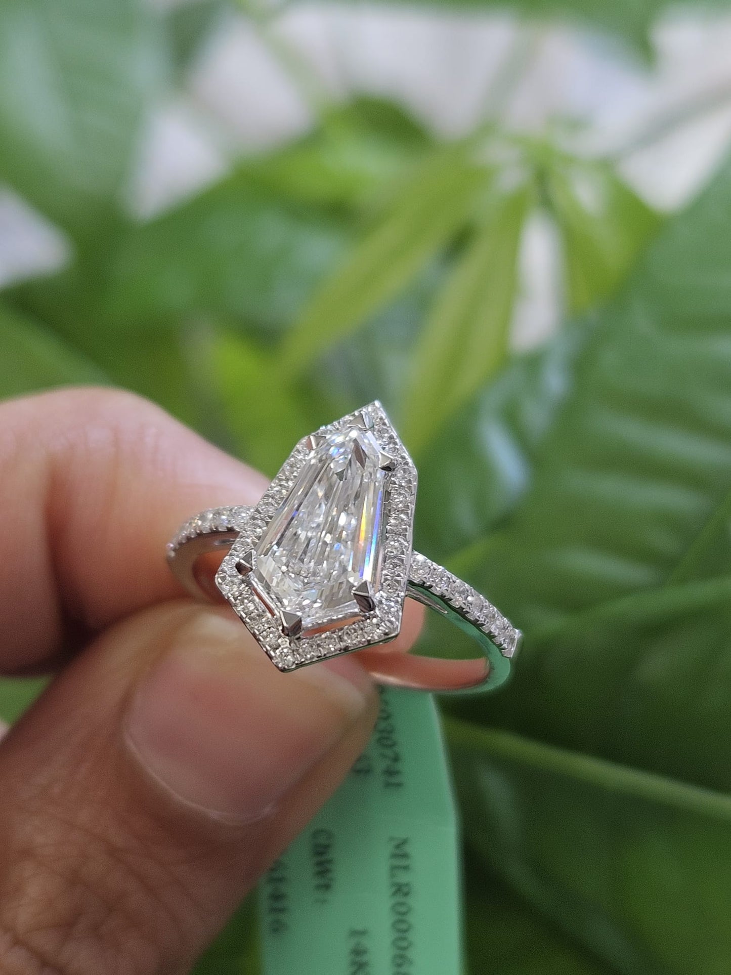 1.76ct White Gold Shield Shaped Lab Diamond Ring