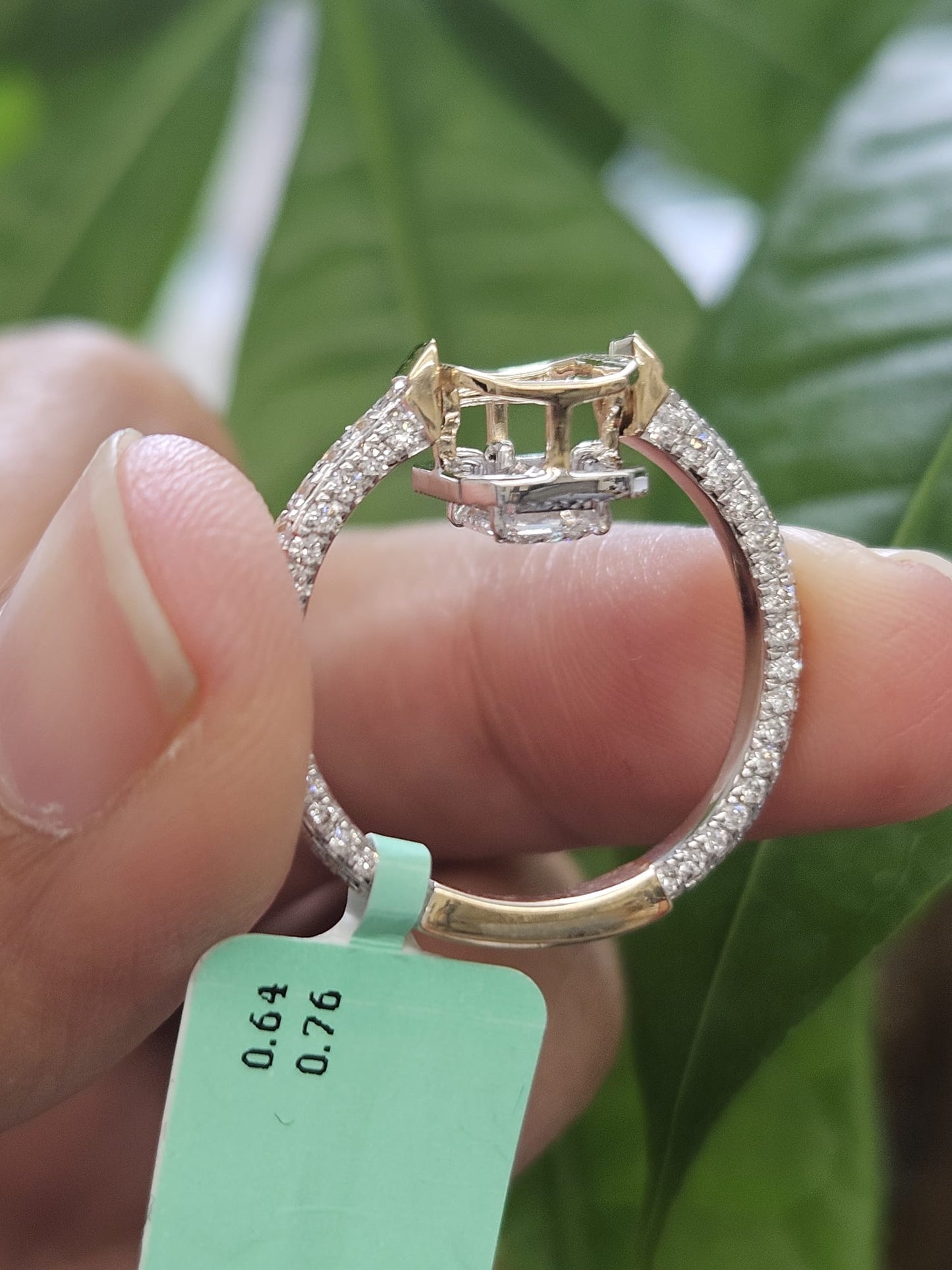 1.40ct White Gold & Yellow Gold Emerald Lab Diamond Ring
