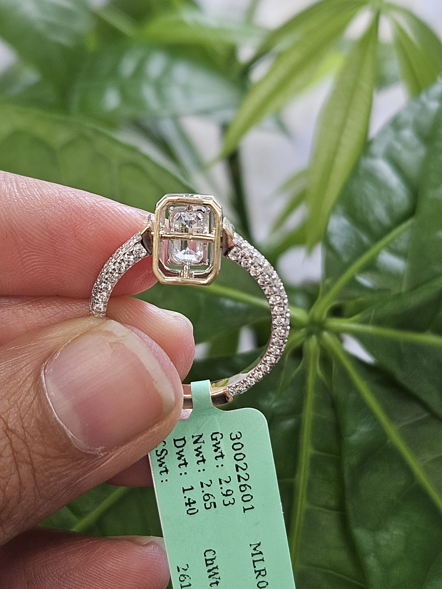 1.40ct White Gold & Yellow Gold Emerald Lab Diamond Ring