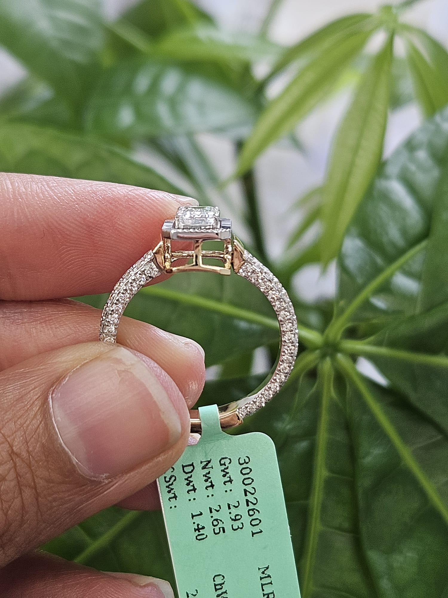 1.40ct White Gold & Yellow Gold Emerald Lab Diamond Ring