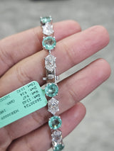 20.06cttw Hexagone & Green Round Lab Diamond 7" Bracelet