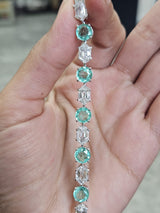 20.06cttw Hexagone & Green Round Lab Diamond 7" Bracelet