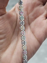 15.82cttw Rose cut Multi-colored Round Lab Diamond 7.5" Bracelet