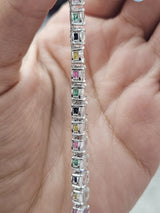 15.82cttw Rose cut Multi-colored Round Lab Diamond 7.5" Bracelet