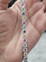 15.82cttw Rose cut Multi-colored Round Lab Diamond 7.5" Bracelet