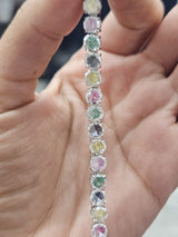 15.82cttw Rose cut Multi-colored Round Lab Diamond 7.5" Bracelet