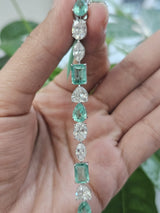 18.18Cttw Multi Shaped Green 7 White Lab Diamond 6.75"
