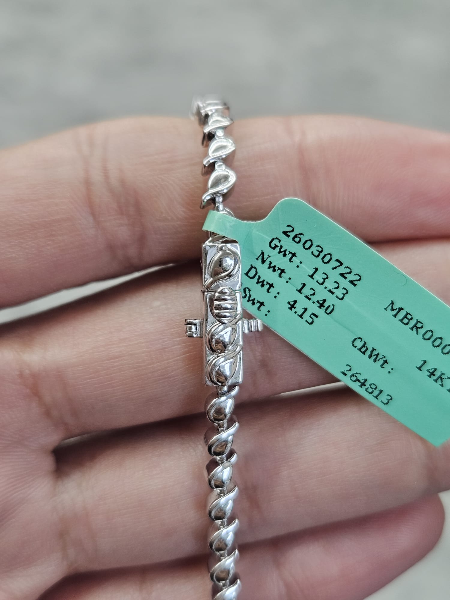 4.15Cttw White Gold Pear Shaped Lab Diamond 7" Bracelet