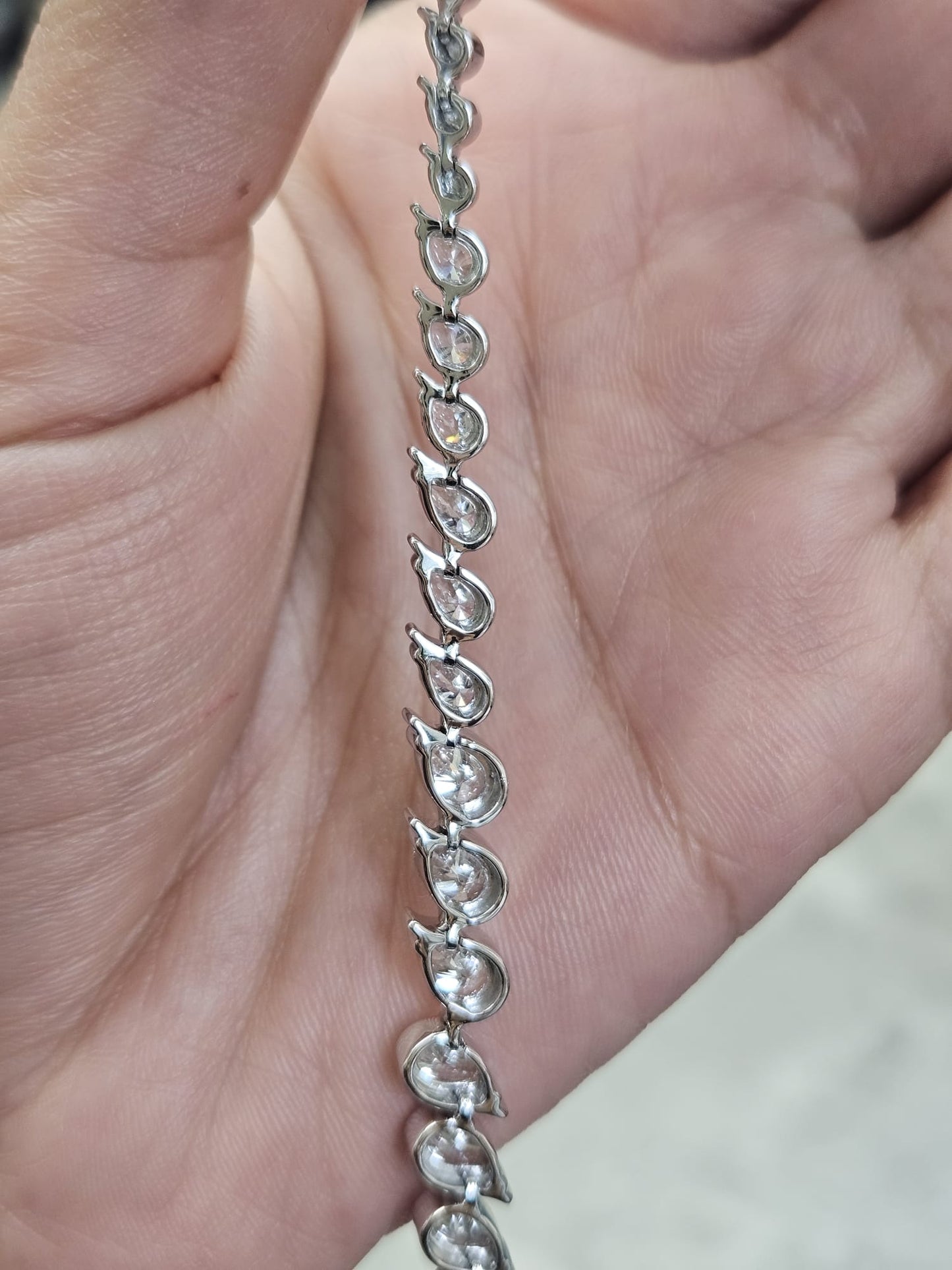4.15Cttw White Gold Pear Shaped Lab Diamond 7" Bracelet