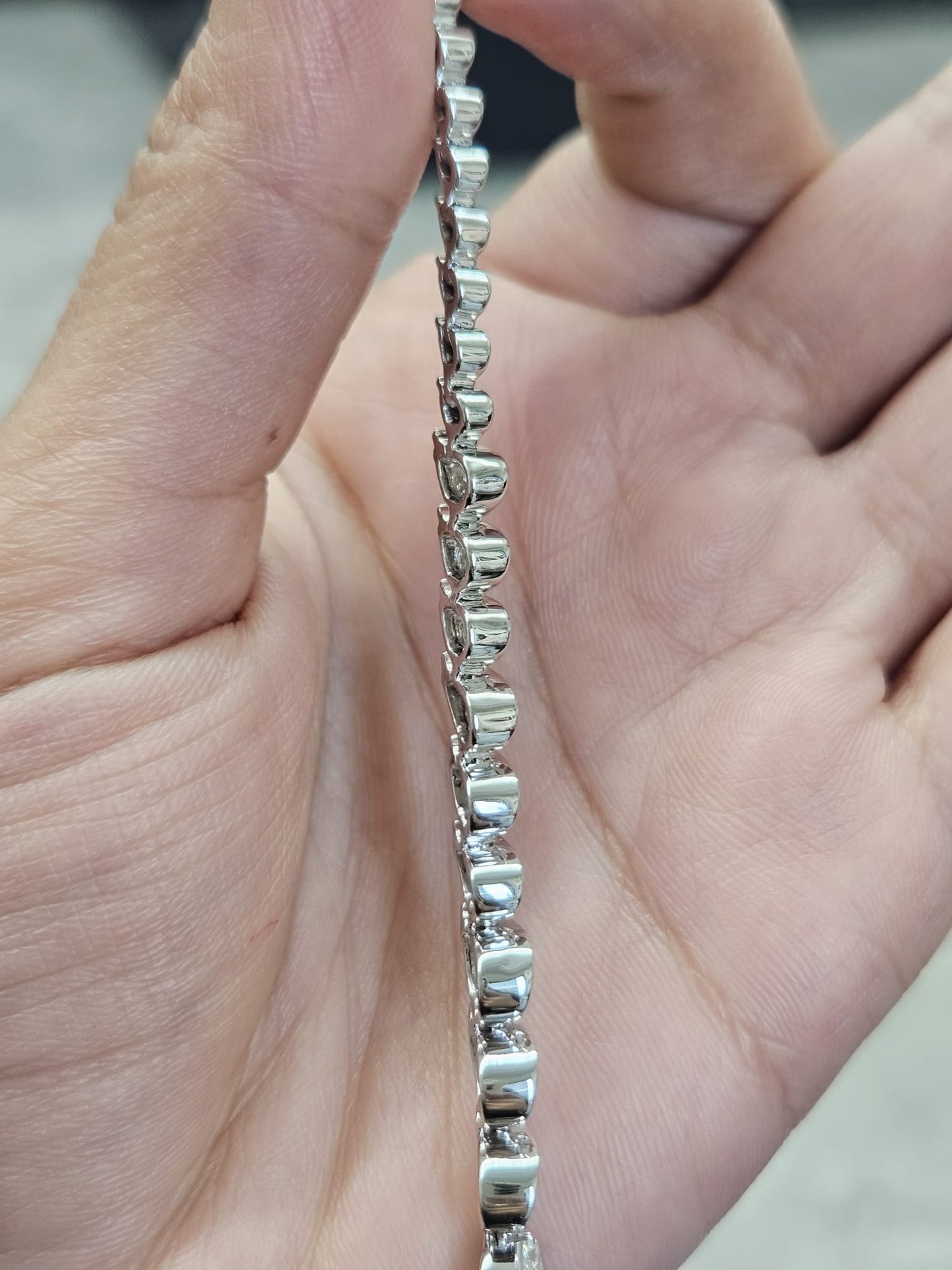 4.15Cttw White Gold Pear Shaped Lab Diamond 7" Bracelet