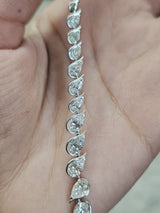 4.15Cttw White Gold Pear Shaped Lab Diamond 7" Bracelet