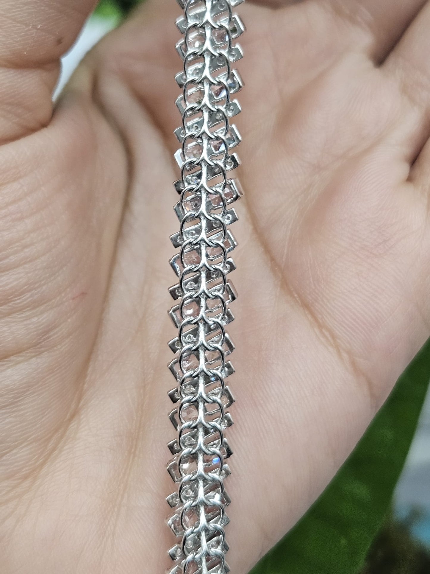 11.58Cttw White Gold Pink Radiant Shaped Lab Diamond 7.25" Bracelet