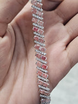11.58Cttw White Gold Pink Radiant Shaped Lab Diamond 7.25" Bracelet