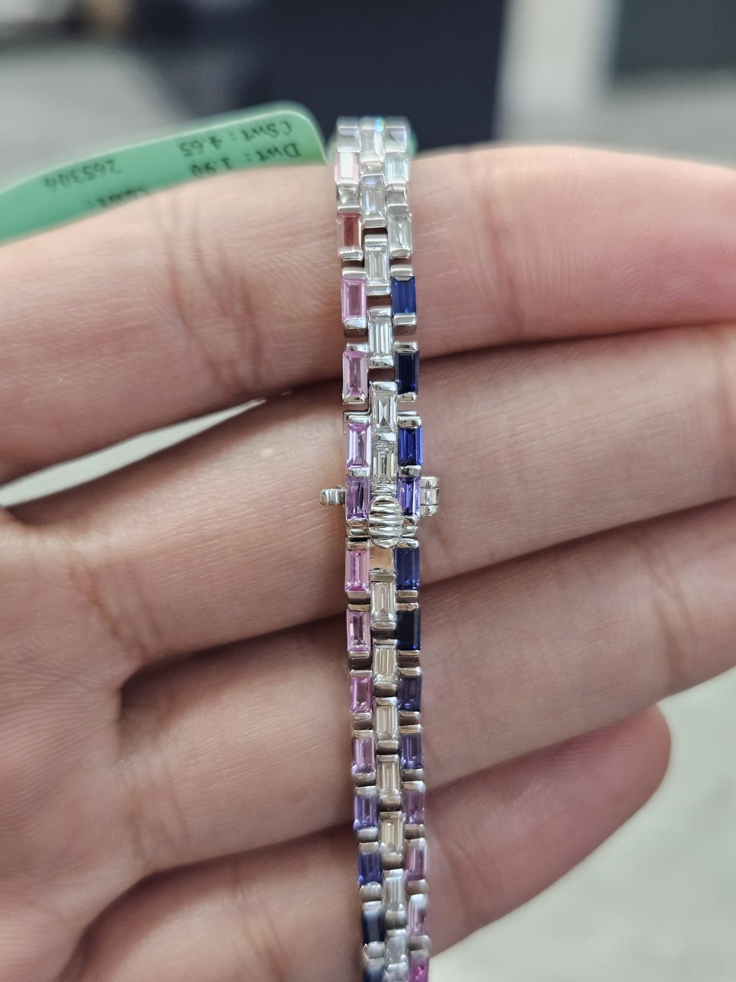 6.55Cttw Colored Bagutte Lab Diamond 7" Bracelet