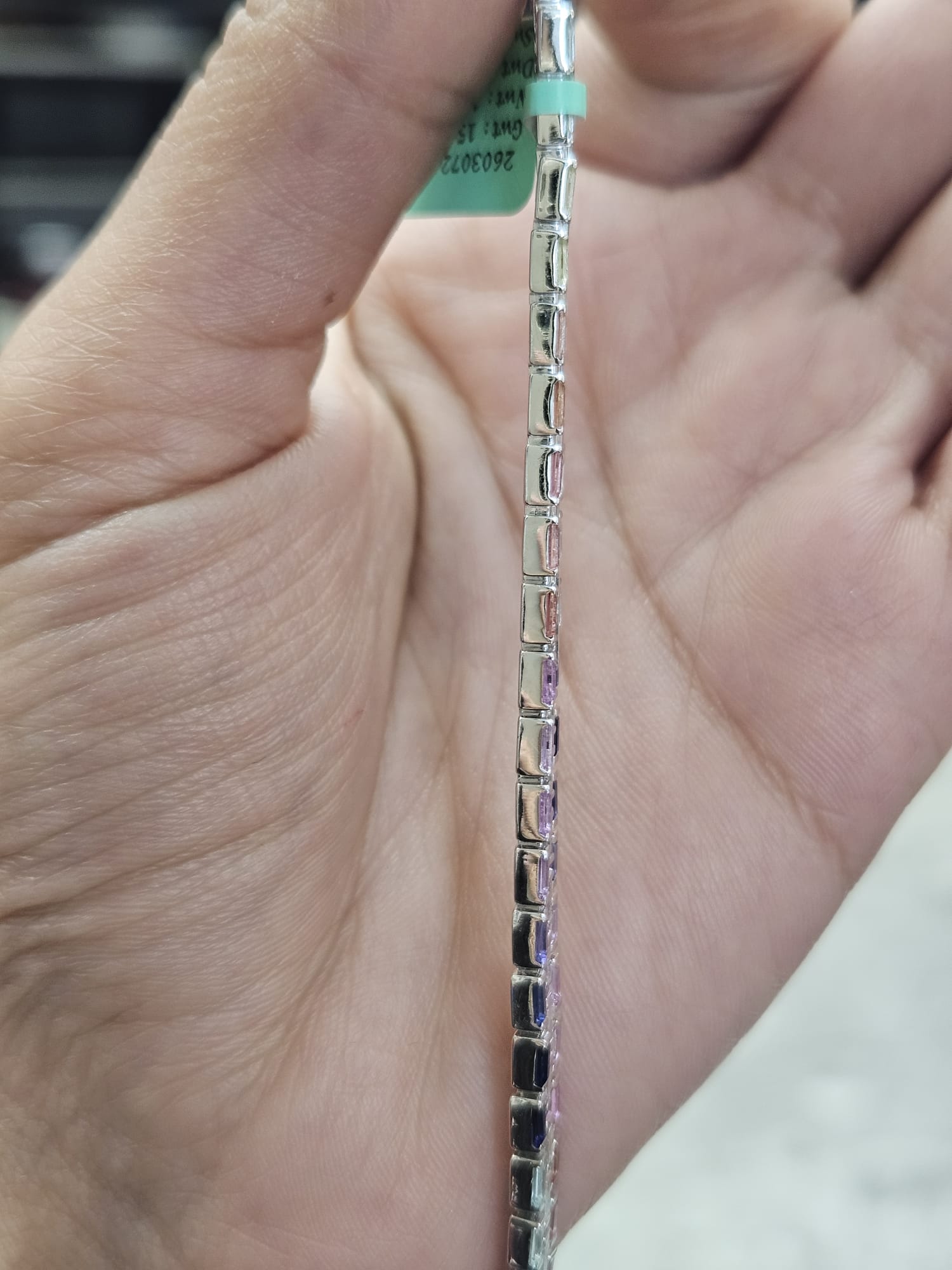 6.55Cttw Colored Bagutte Lab Diamond 7" Bracelet