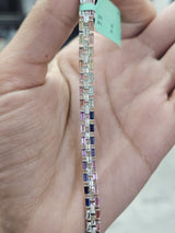 6.55Cttw Colored Bagutte Lab Diamond 7" Bracelet