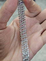 10.22cttw White Gold Colored Bagutte Shaped Lab Diamond 7" Bracelet