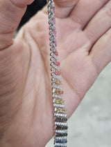 10.22cttw White Gold Colored Bagutte Shaped Lab Diamond 7" Bracelet