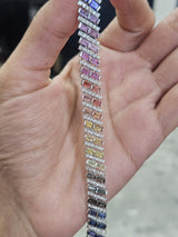 10.22cttw White Gold Colored Bagutte Shaped Lab Diamond 7" Bracelet
