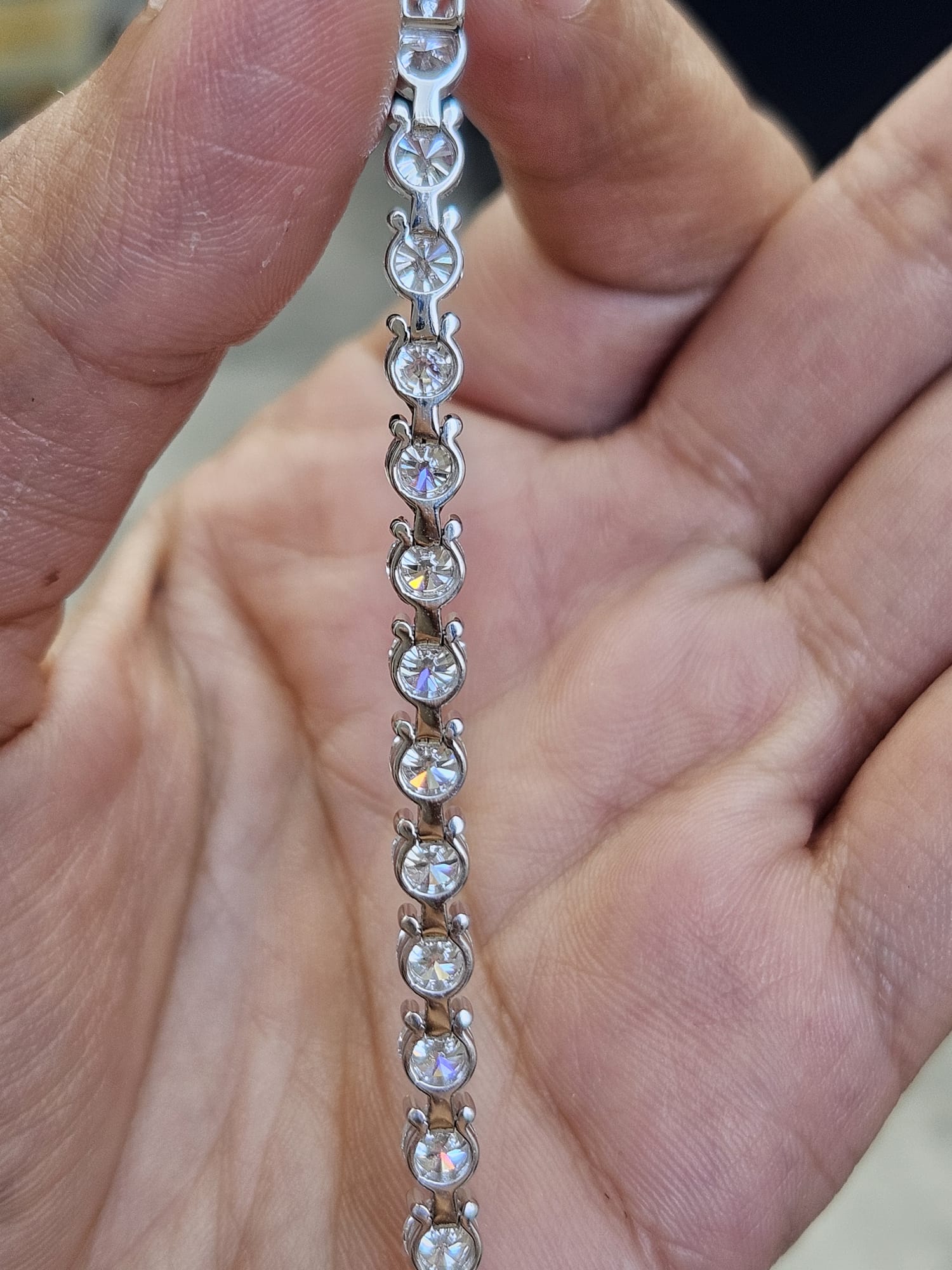 8.55cttw White Gold "Stronger Link" 3 Prong Lab Diamond 7" Tennis Bracelet