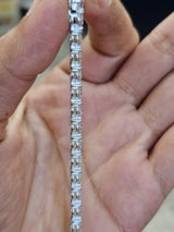 8.55cttw White Gold "Stronger Link" 3 Prong Lab Diamond 7" Tennis Bracelet
