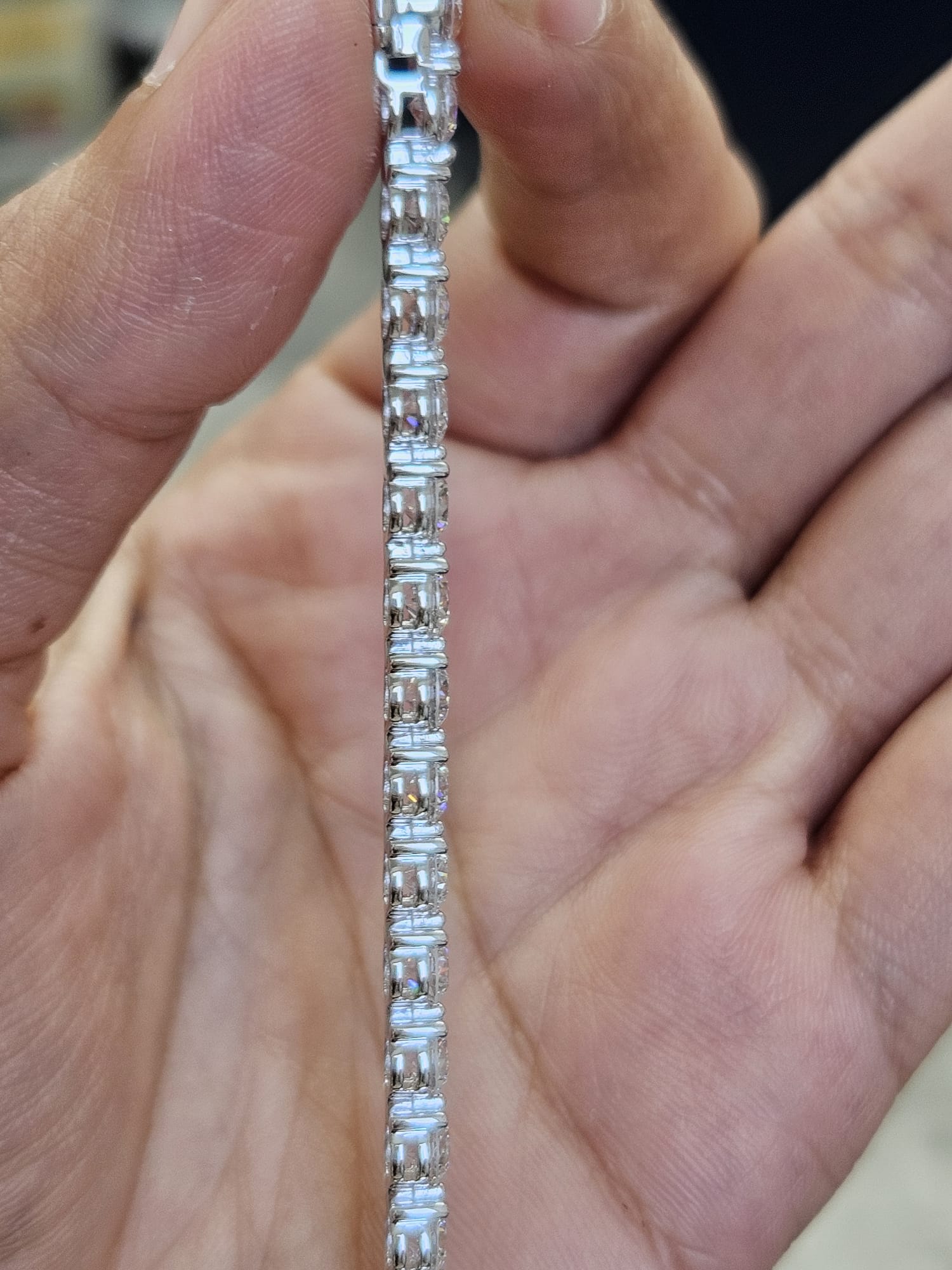 8.55cttw White Gold "Stronger Link" 3 Prong Lab Diamond 7" Tennis Bracelet