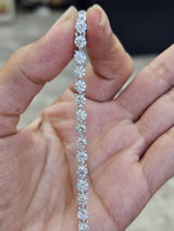 8.55cttw White Gold "Stronger Link" 3 Prong Lab Diamond 7" Tennis Bracelet