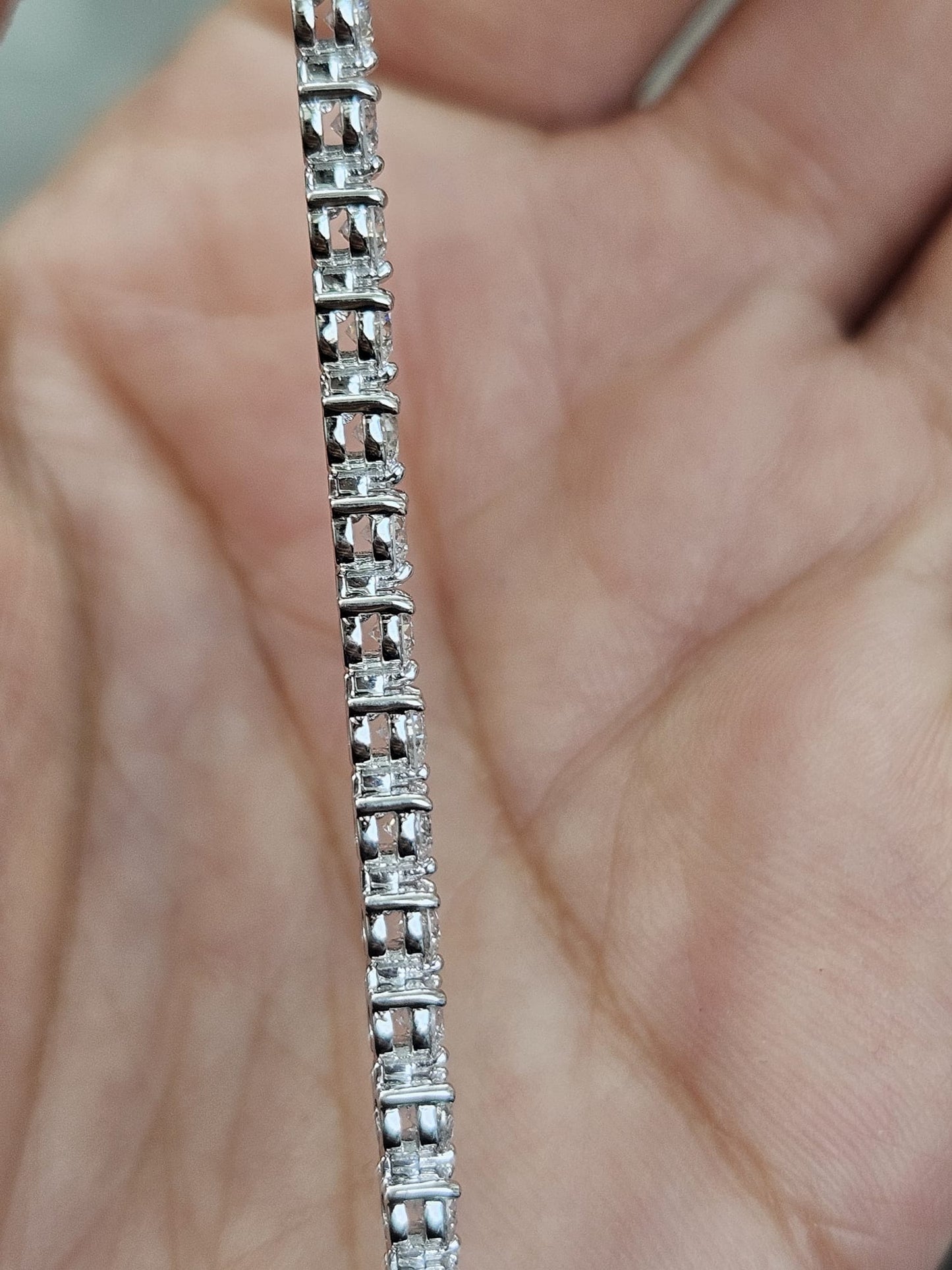 3.93cttw White Gold 3 Prongs Lab Diamond 7.25" Tennis Bracelet