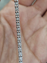 3.93cttw White Gold 3 Prongs Lab Diamond 7.25" Tennis Bracelet