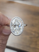 5.83cttw White Gold Oval Lab Diamond Ring