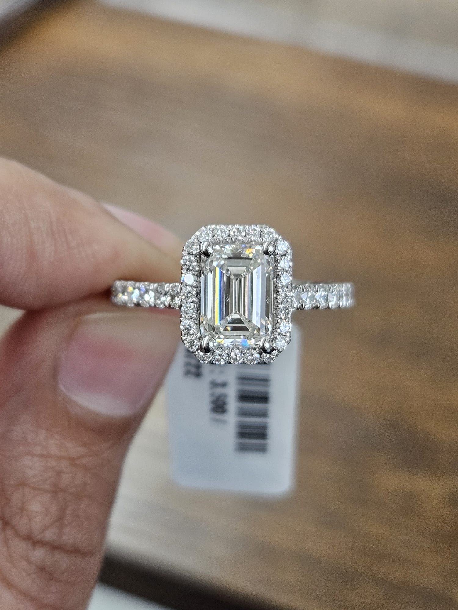 1.89cttw White Gold Emerald Halo Lab Diamond Ring