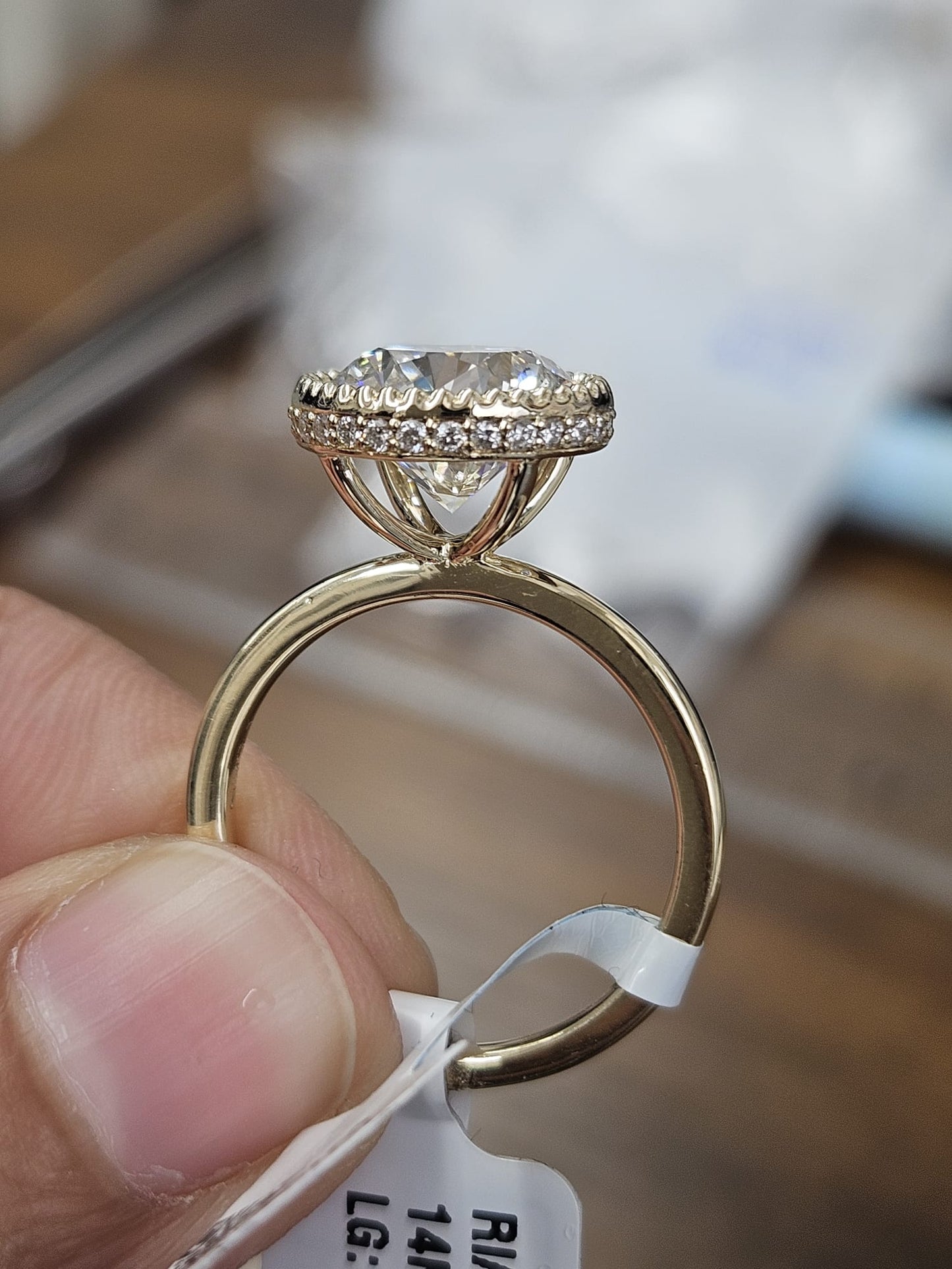 IGI 3.60cttw Yellow Gold Round Lab Diamond Ring