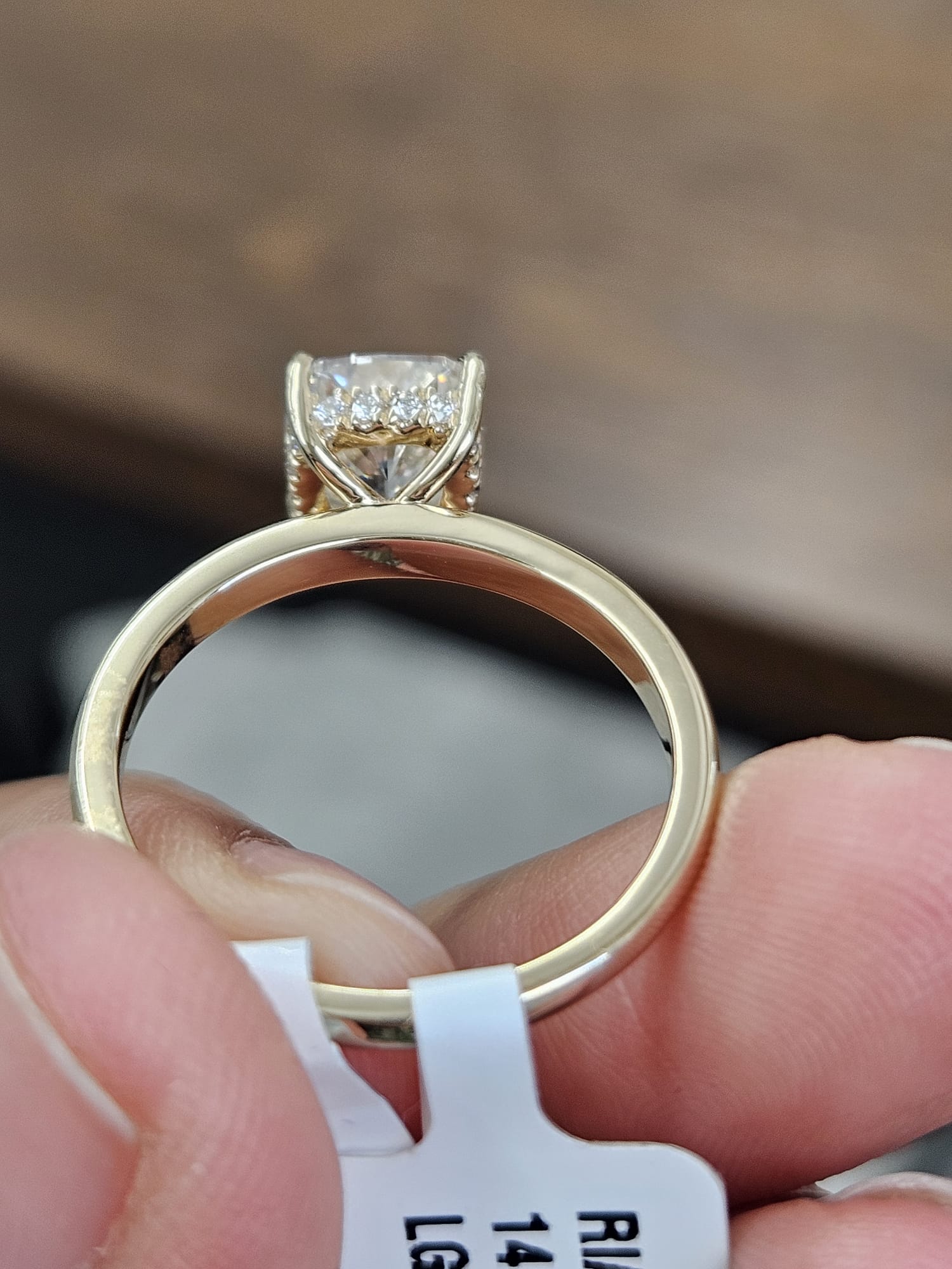 IGI 1.69cttw Yellow Gold Cushion Hidden Halo Lab Diamond Ring