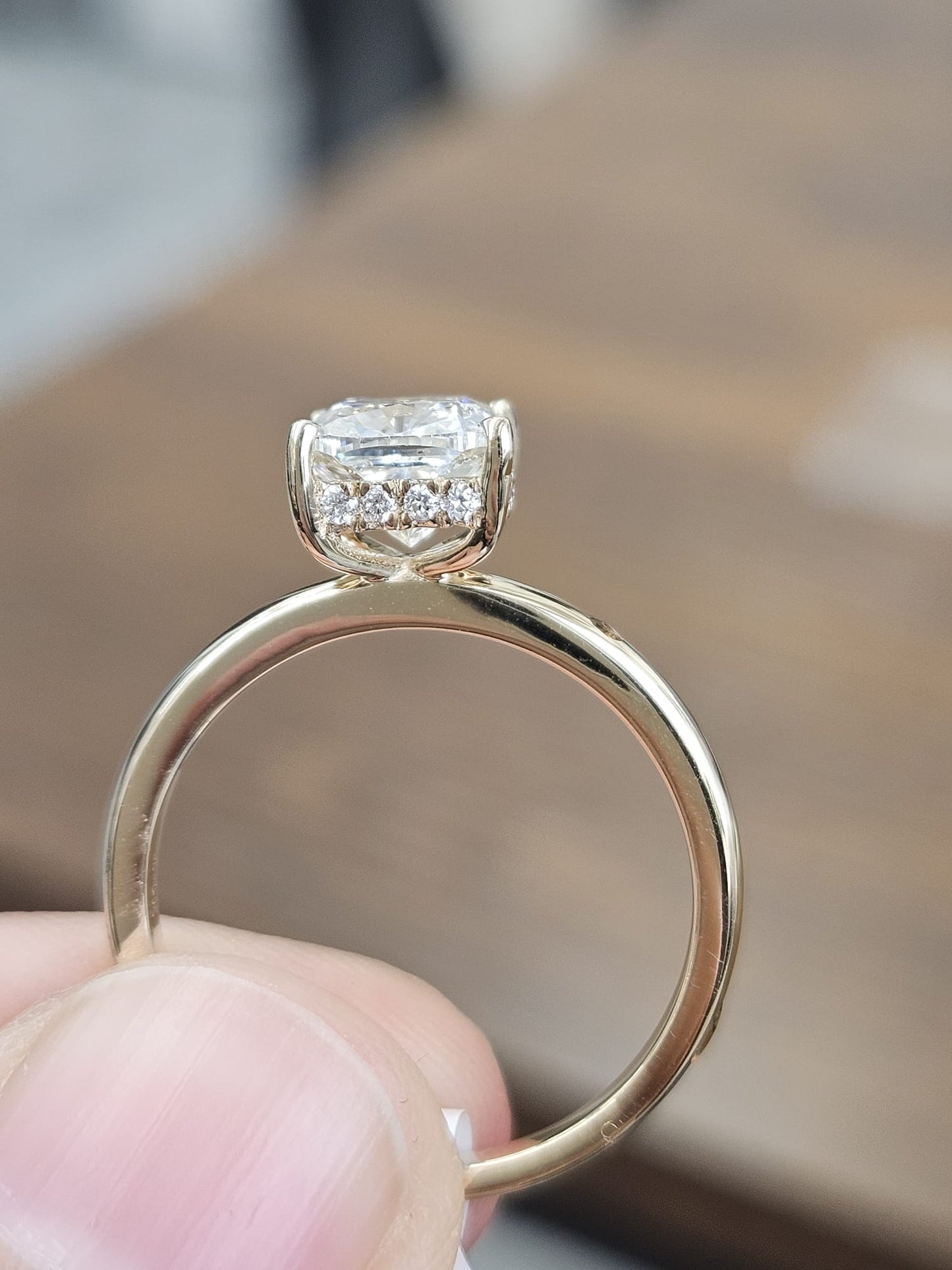 IGI 1.69cttw Yellow Gold Cushion Hidden Halo Lab Diamond Ring