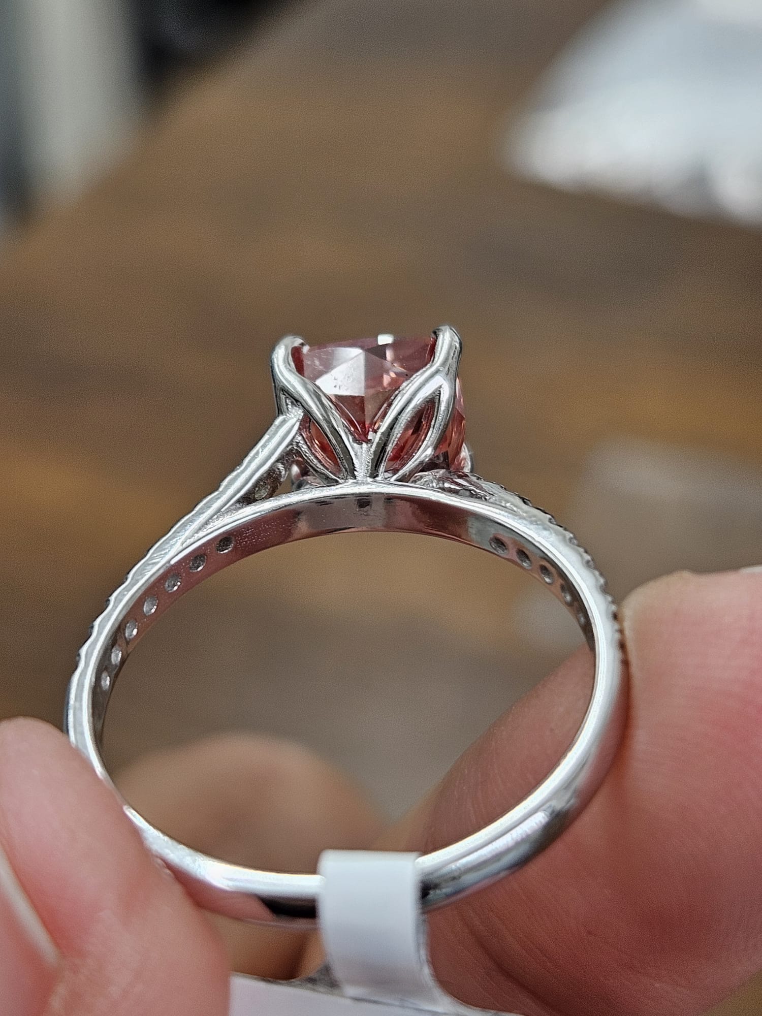 2.63cttw White Gold Fancy Pink Cushion Lab Diamond Ring