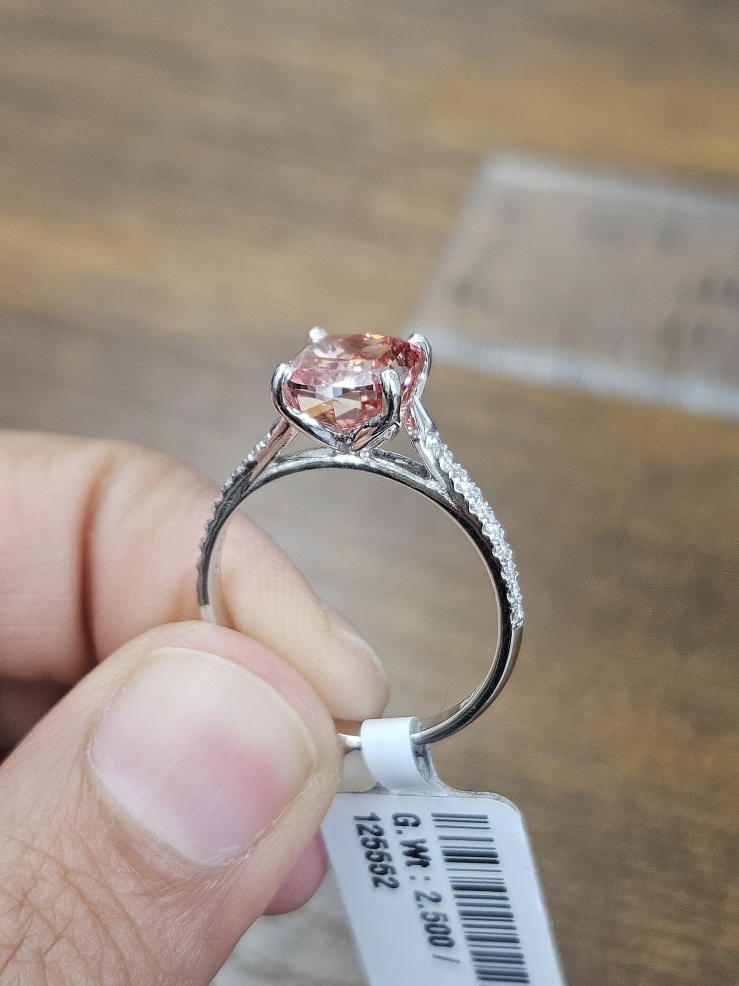 2.63cttw White Gold Fancy Pink Cushion Lab Diamond Ring