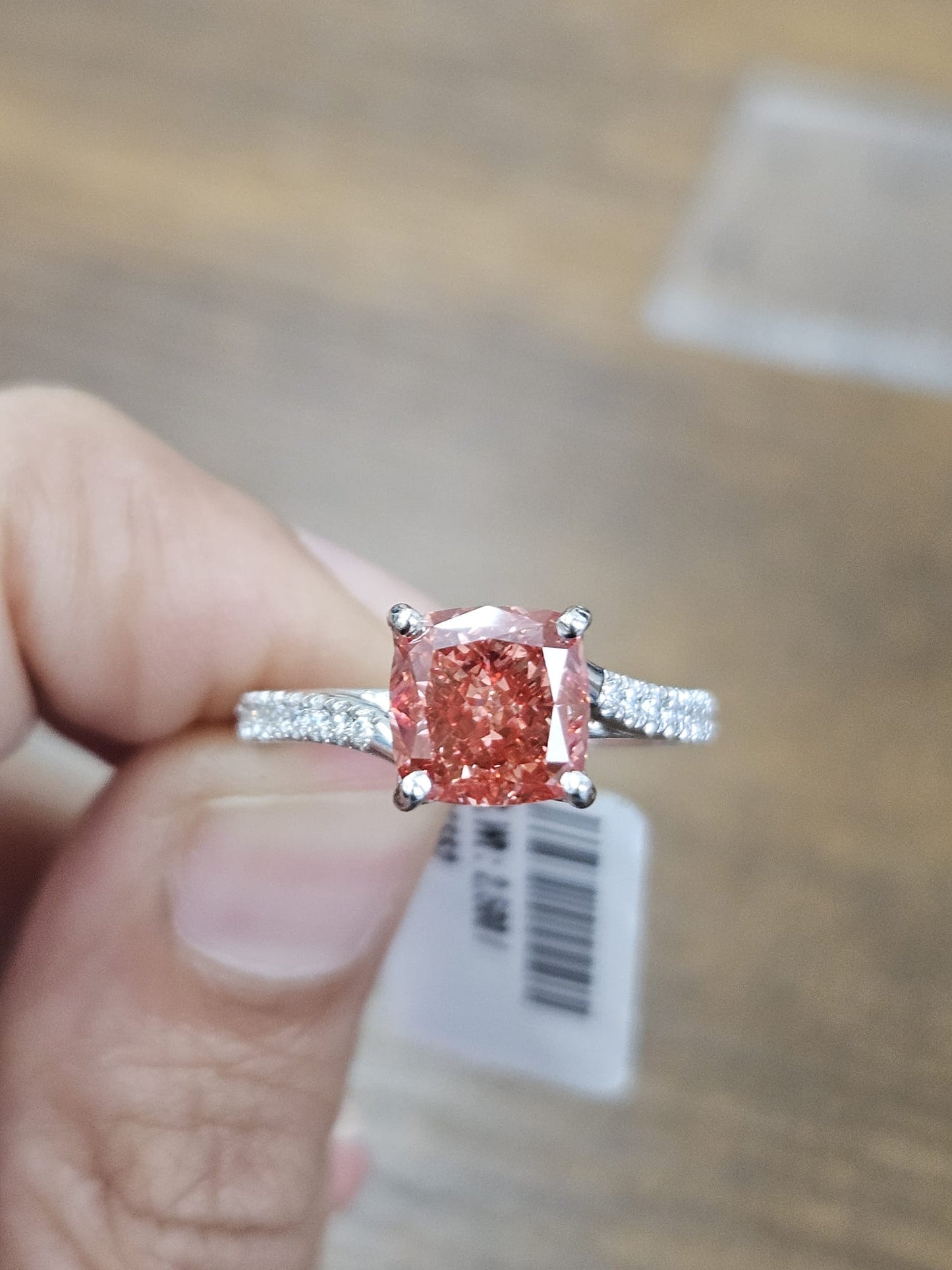 2.63cttw White Gold Fancy Pink Cushion Lab Diamond Ring