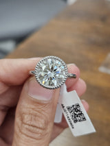 IGI 4.04cttw White Gold Round Lab Diamond Ring