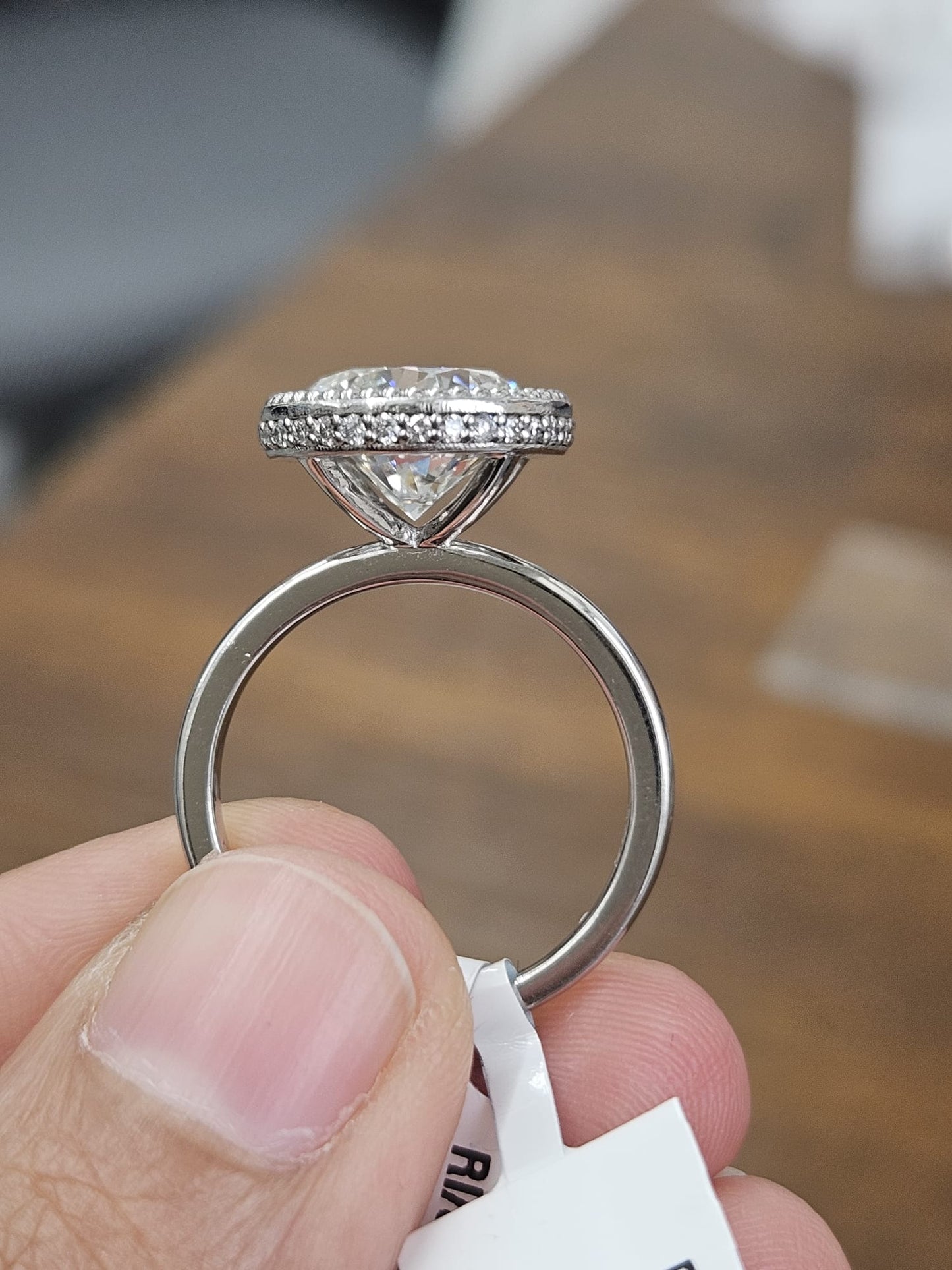 IGI 4.04cttw White Gold Round Lab Diamond Ring